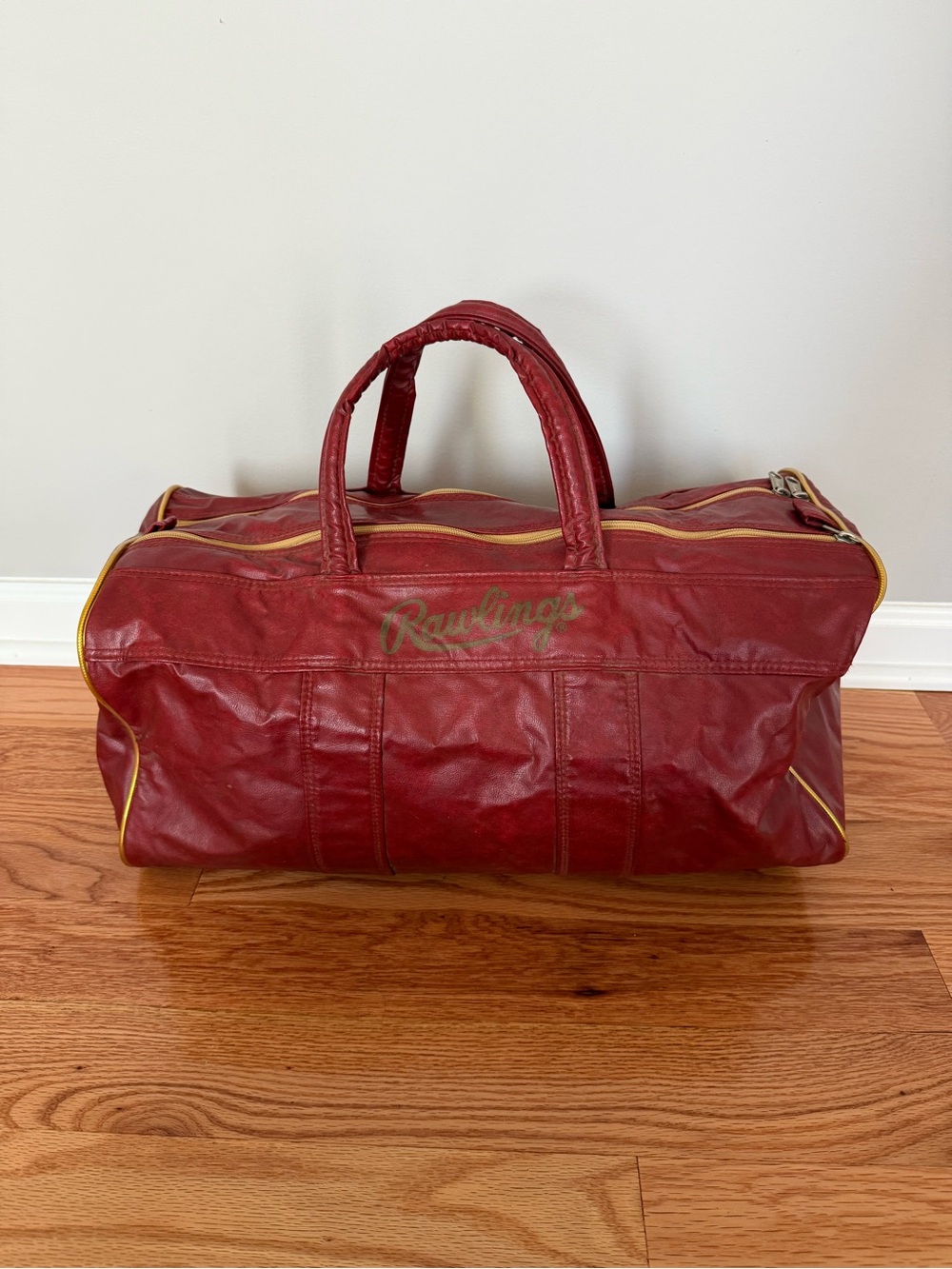 Vintage Rawlings Duffel Bag Maroon Gold Piping St.Louis Cardinals 80s RARE